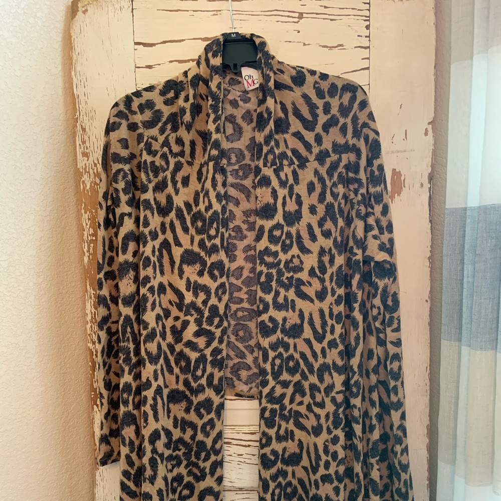 Lite weight leopard wrap sweater